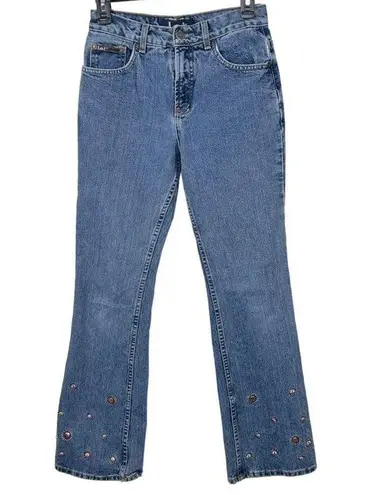 LEI Vintage 90's Y2K Low Rise Flare Leg Studded Jeans size 3 Blue