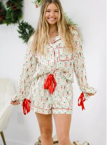 Peach Love California Peach Love Nutcracker Satin Christmas Pajama Red Set Size Small