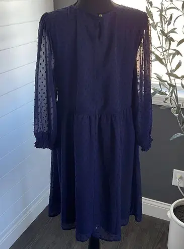 LC Lauren Conrad LC Swiss Dot Navy Dress / Size Large