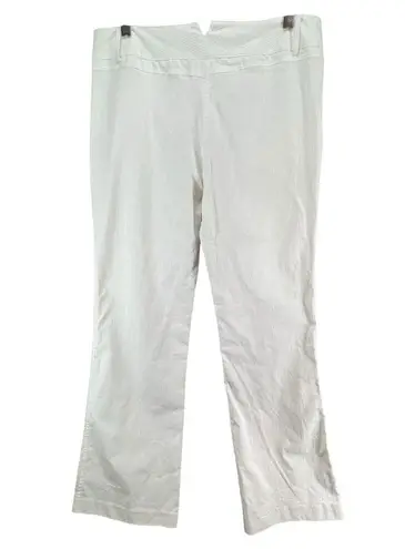 Cynthia Steffe Pants Women 8 White Linen Blend Pinstripe Flare Retro Y2K Coastal
