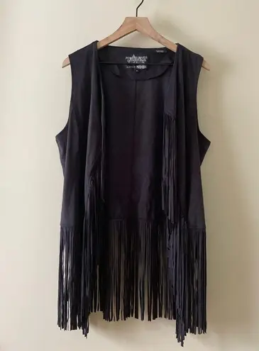 Panhandle Powder River Outfitters Collection by Faux Suede Fringe Vest Size XL
