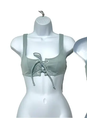 Solid & Striped Isabella Lace Up Bikini Swim Top Sky Blue XS Extra Small