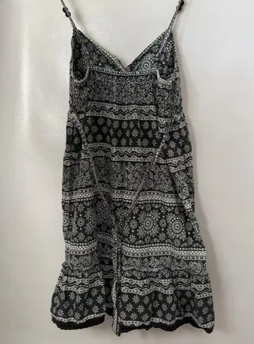 Vintage Y2K Mini Dress Babydoll Top Ruffles Striped Paisley Summer Boho Beach L Black Size L