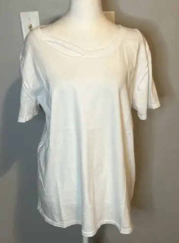 🆕 n: philanthropy Harlow distressed BFF white tshirt XS BIN G