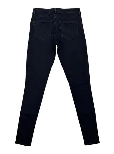 Elie Tahari Azella Skinny Waxed Light Coated Denim Jeans Black Moto Casual 0