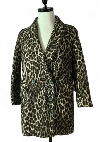 Exotic Zara Basic Leopard Print Double Breasted Coat Jacket Animal Print Brown