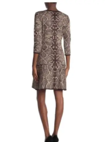 Nina Leonard  Snake Print Fit & Flare Dress