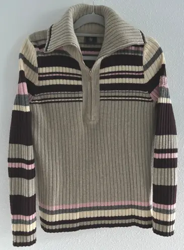 Bogner Virgin Wool Cashmere Sweater Women Medium Cream Tan Ski Ribbed Luxury Y2K Pink