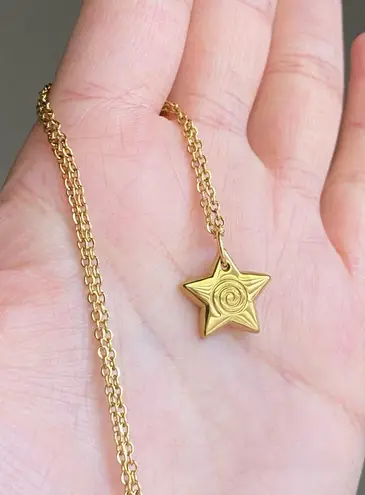 Handmade grunge y2k star swirl fully gold stainless steel chain necklace💫🌀