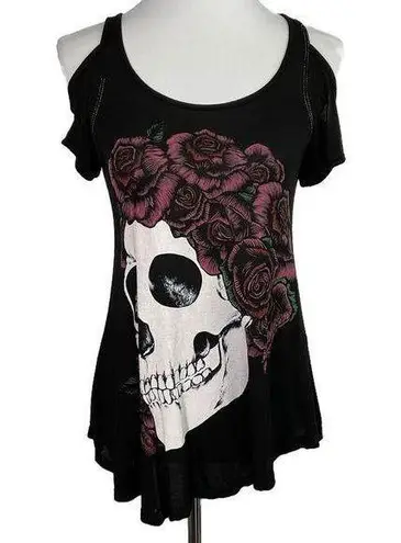 Lauren Moshi Sample Flaws Skull Crown Cold Shoulder Top XS