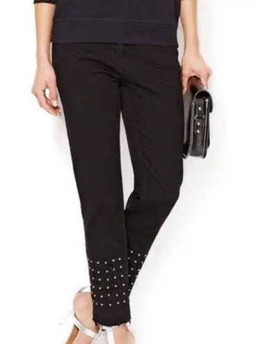 Sandro French brand black denim straight leg jeans with silver studs size 40 EU