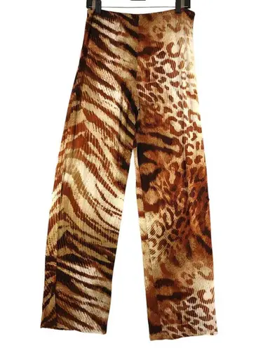 Natori  Womens Size M Pants Multi Animal Print Straight Leg Stretch Brown