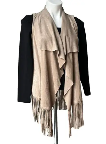 Decree Waterfall Faux Suede Fringe Vest, Sz XS