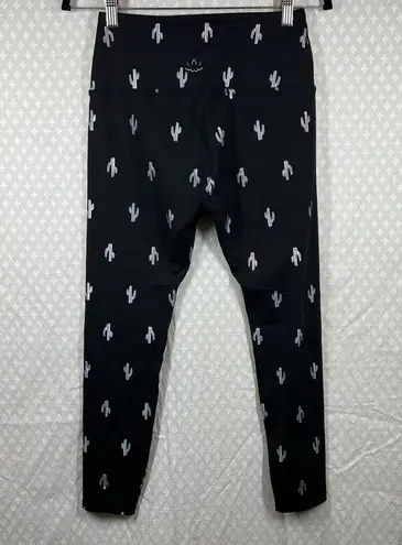 Beyond Yoga Black Silver Cactus Print High Rise Leggings