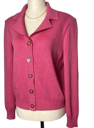 St. John Sport Hot Pink Barbiecore Santana Knit Blazer Cardigan Wool Blend