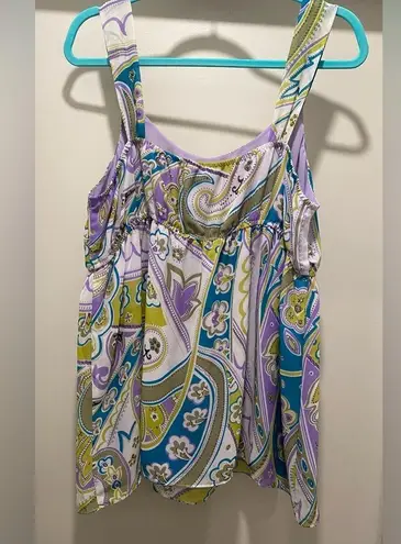 American Vintage VTG Y2K Separates by New York City Design Co. Purple & Green Paisley Tank Top