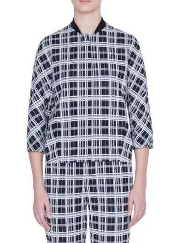 Akris Punto Jacket 14 NWT Monochromatic Check Jacquard Luxury Relaxed Cocoon