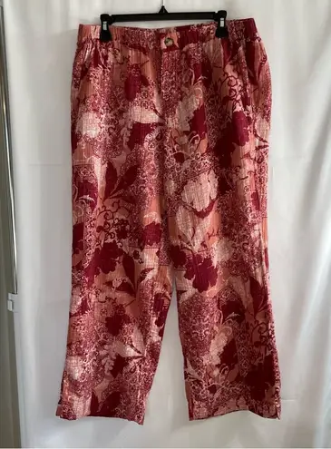 Wonderly Wonderby Red and Pink Paisley Gauzy Pull-On Flare Pants 1X Spring Summer - Image 1