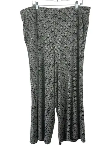 Eloquii B&W Knit Design Wide Leg Pull On Crop Pants Career Pockets Plus Size 22