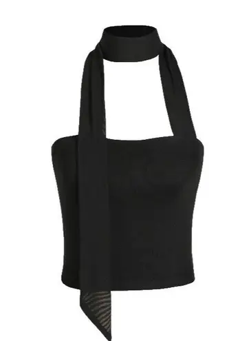 Cider Together For(never) Cropped Mesh Scarf Black Top XXS