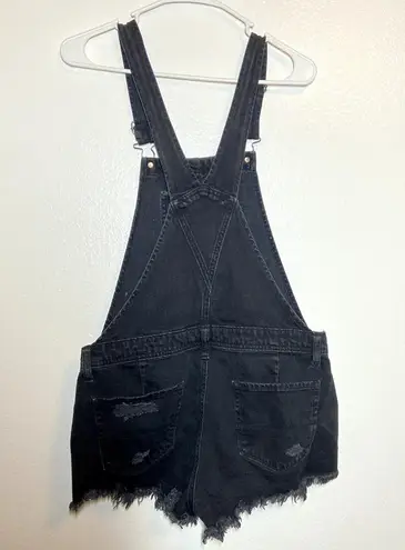 American Eagle  Black Shortalls Overalls Relaxed Fit Jean Shorts Black Small