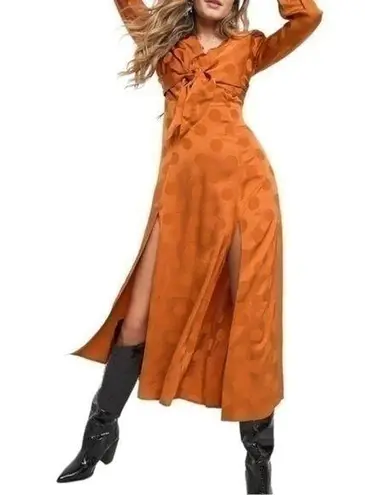 Capulet Women’s Size XS Rust Burnt Orange Evelyn Deep V Polka Dot Dress