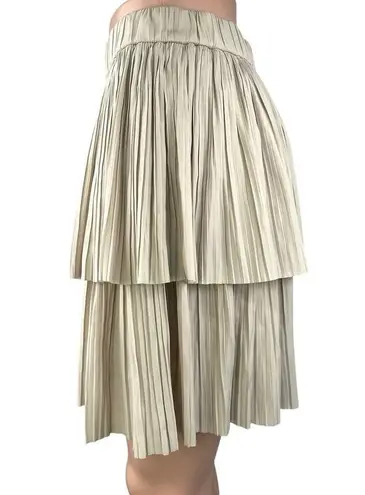 Berenice Cream White Elastic Waist Pleated Layered Tiered A