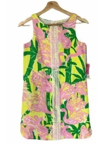 NEW Lilly Pulitzer for Target Flamingo Fan Dance Girls Shift Dress L Green Size XS
