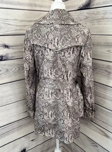 Platinum Utex Snakeskin Print Trench Rain Coat Tan Size M