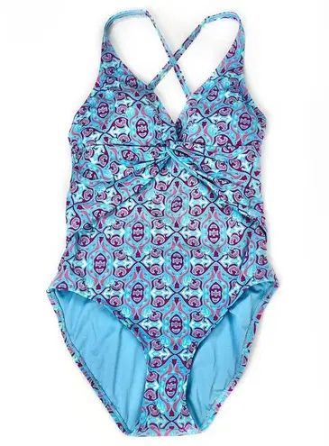 Bleu Rod Beattie St. Tropez Printed Plunge Halter One-Piece Swimsuit 8