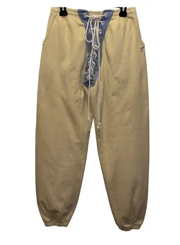 Samaria Leah Nicki Sweats Jogger Pants Oat Denim Lace