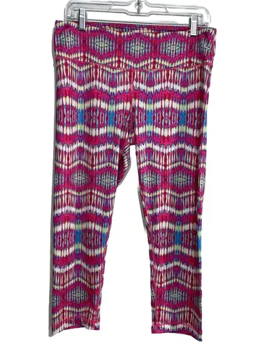 SOULMATES by One essence Women’s Capri Leggings Size L Red Multicolor Tie Dye St Size L