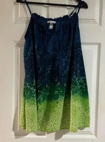 Oscar de la Renta • Mini Dress • Ombré • Blue Green • Spaghetti Strap