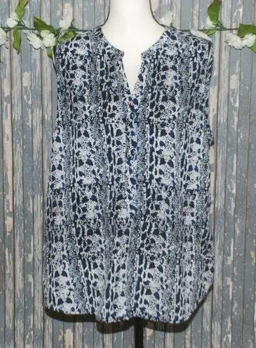 Katherine Barclay Woman's Sleeveless Blouse Size XL by Blue & Black V-Neck