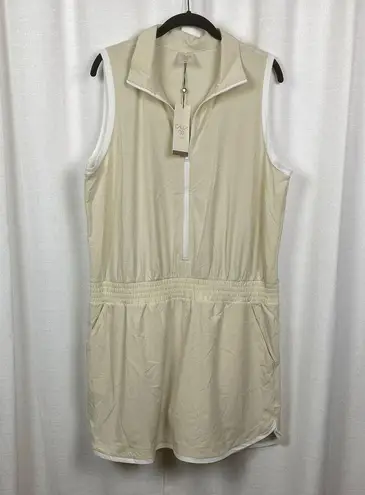 Calia Beige Light Sand Sleeveless Zip Mock Neck Golf Mini Dress Sz.XL NWT Tan
