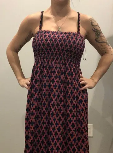 One Size Fits Most Fit and Flare Flowy Dress Pink and Blue Spaghetti Straps Size M