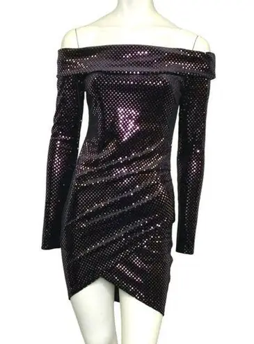 Style Rack Off-the-shoulder Shiny Party Dress Purple Size Small NWT