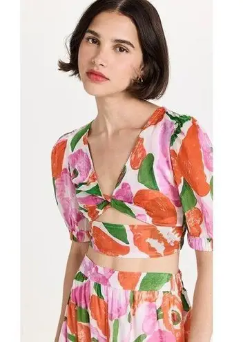 Banjanan Floral Aurora Top in Euphoric Bloom Vivid Large Womens Blouse Orange