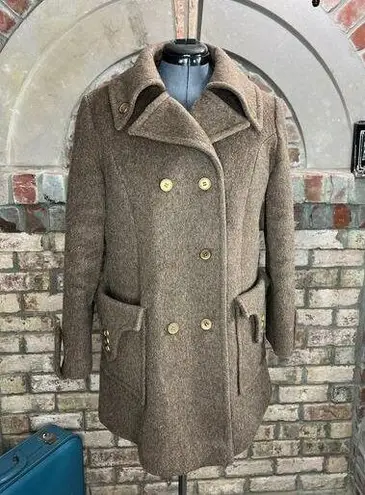 coat double breasted wool brown oversized collar union made Size L