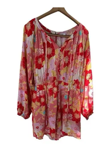 Emily Wonder Floral Long Sleeve Romper, Large Cruise Wear