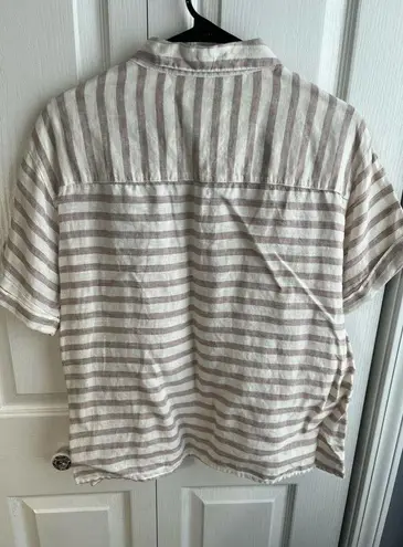 Rachel Zoe  linen button down short sleeve top size large