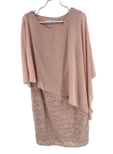 Kim Curvy Blush Pink Layered lace dress plus 20W layered knee length wedding