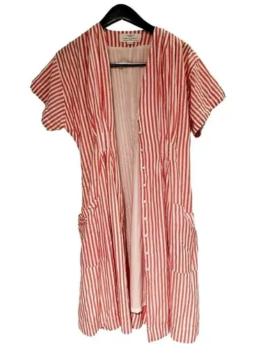 TROVATA Birds of Paradis Coral Stripe Shirt Astrid Easy Dress Sz XS Pink