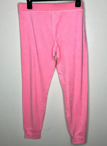 Juicy Couture NWT  Joggers MEDIUM Tracksuit Pants Pink Embroidered JC Micro-Terry