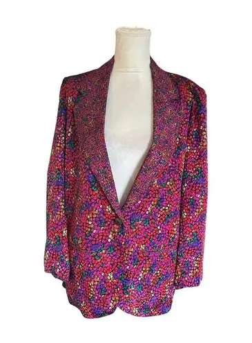 Vintage Howard Wolf Multicolor Blazer Jacket With Textured Button & Bold Pattern Red Size undefined
