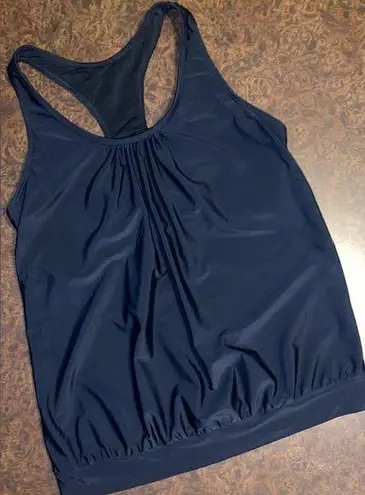 Unbranded Razorback Loose Tankini Top with Shelf Bra in Black Size undefined