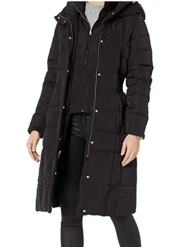 Cole Haan  Signature Quilted Down Coat Black and Gold