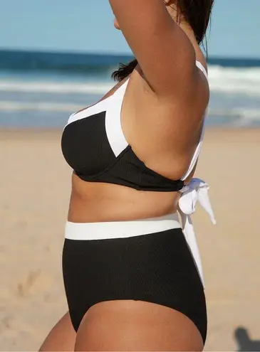 Berlook Black Contrast Trim Plus Size Bikini Set