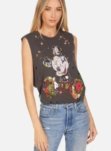 Lauren Moshi Distressed Kel Mickey Patchwork tank top