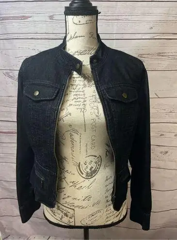 Apostrophe 1577- stretch size 2 Jean zip up jacket